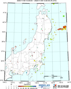 東北から関東の最新地震分布