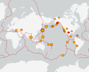 世界最新地震分布(USGS)
