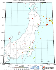 東北から関東の最新地震分布