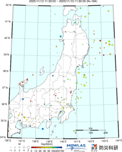 東北から関東の最新地震分布