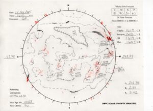 太陽外観図(NOAA)※予報官さんの手書き