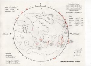 太陽外観図(NOAA)※予報官さんの手書き
