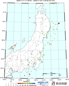 東北から関東の最新地震分布