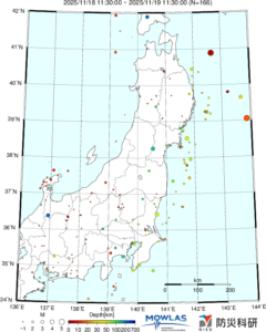 東北から関東の最新地震分布