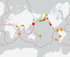 世界最新地震分布(USGS)