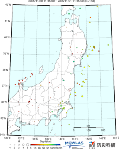 東北から関東の最新地震分布