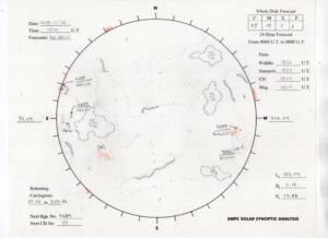 太陽外観図(NOAA)※予報官さんの手書き