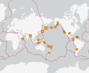 世界最新地震分布(USGS)