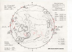 太陽外観図(NOAA)※予報官さんの手書き