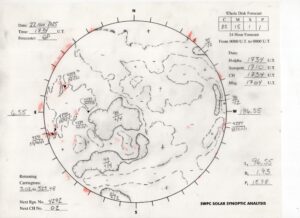 太陽外観図(NOAA)※予報官さんの手書き