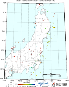 東北から関東の最新地震分布