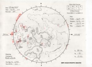 太陽外観図(NOAA)※予報官さんの手書き