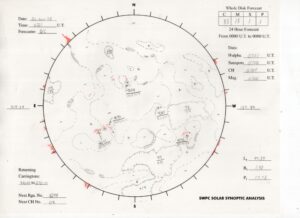 太陽外観図(NOAA)※予報官さんの手書き