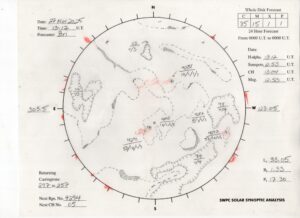 太陽外観図(NOAA)※予報官さんの手書き