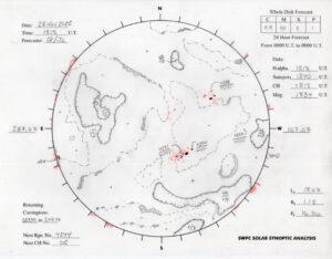 太陽外観図(NOAA)※予報官さんの手書き