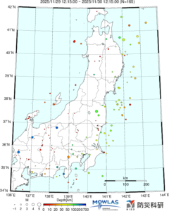 東北から関東の最新地震分布