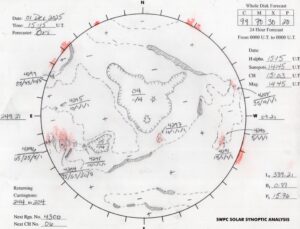 太陽外観図(NOAA)※予報官さんの手書き