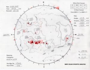 太陽外観図(NOAA)※予報官さんの手書き