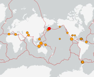 世界最新地震分布(USGS)