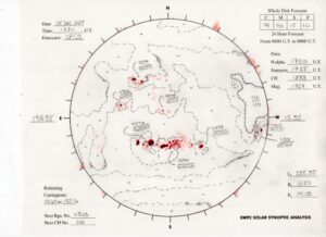 太陽外観図(NOAA)※予報官さんの手書き