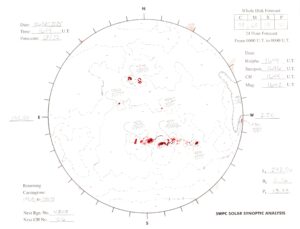 太陽外観図(NOAA)※予報官さんの手書き