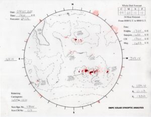 太陽外観図(NOAA)※予報官さんの手書き