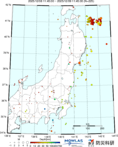 東北から関東の最新地震分布