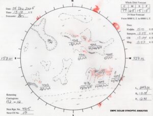 太陽外観図(NOAA)※予報官さんの手書き