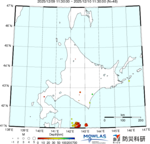 北海道の最新地震分布