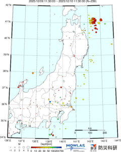 東北から関東の最新地震分布