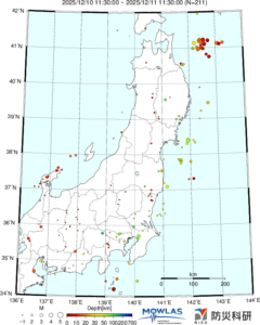 東北から関東の最新地震分布