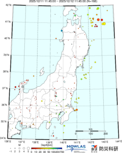 東北から関東の最新地震分布