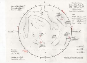 太陽外観図(NOAA)※予報官さんの手書き