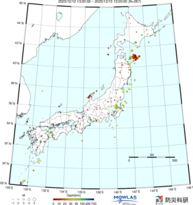 日本全域の最新地震分布