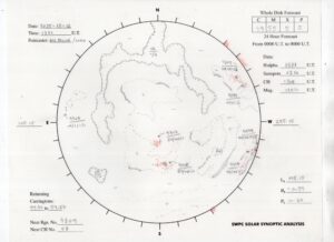 太陽外観図(NOAA)※予報官さんの手書き