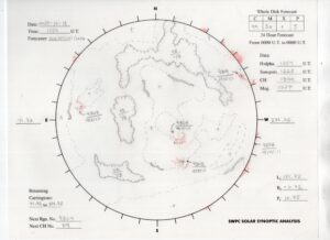 太陽外観図(NOAA)※予報官さんの手書き