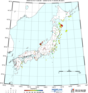 日本全域の最新地震分布