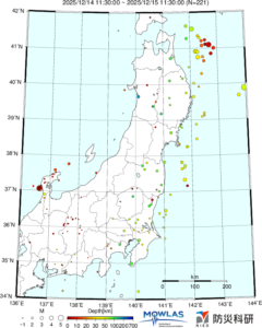 東北から関東の最新地震分布