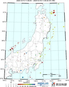 東北から関東の最新地震分布