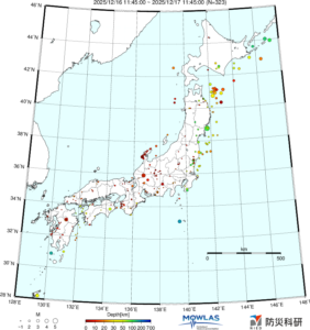 日本全域の最新地震分布