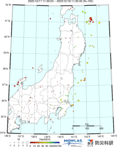 東北から関東の最新地震分布