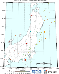 東北から関東の最新地震分布