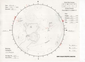 太陽外観図(NOAA)※予報官さんの手書き