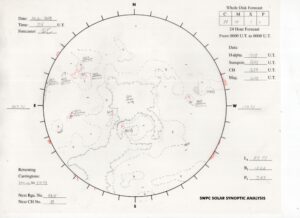 太陽外観図(NOAA)※予報官さんの手書き