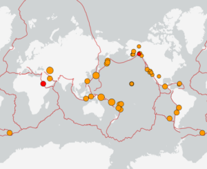 世界最新地震分布(USGS)
