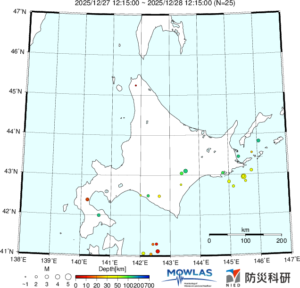 北海道の最新地震分布