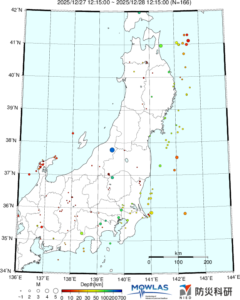 東北から関東の最新地震分布
