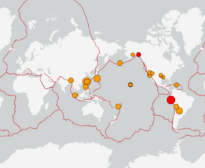 世界最新地震分布(USGS)
