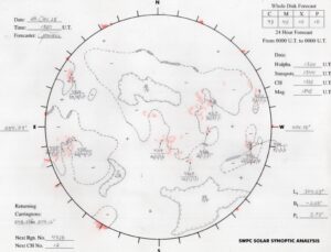 太陽外観図(NOAA)※予報官さんの手書き