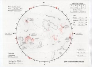 太陽外観図(NOAA)※予報官さんの手書き